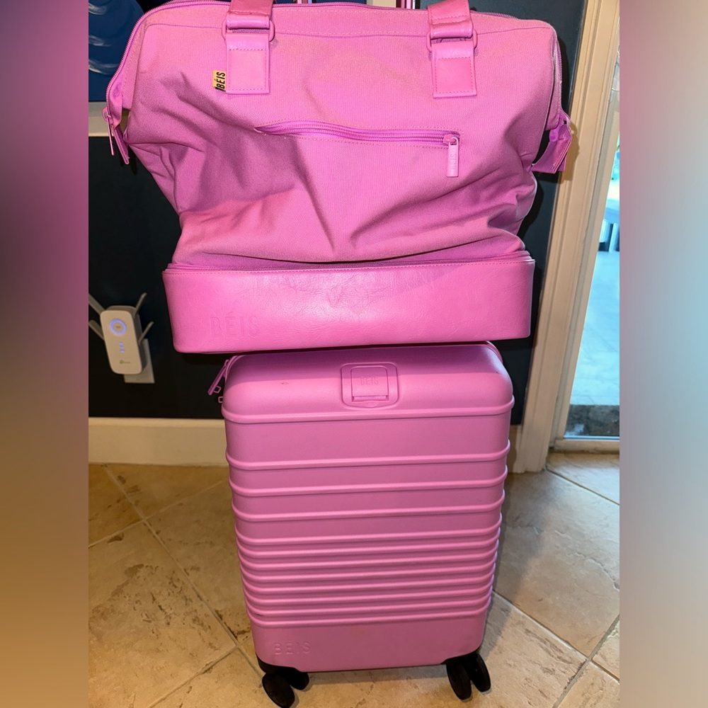 BEIS Berry EXCLUSIVE COLOR 2 items- Mini weekender and Carry on luggage USED HTF